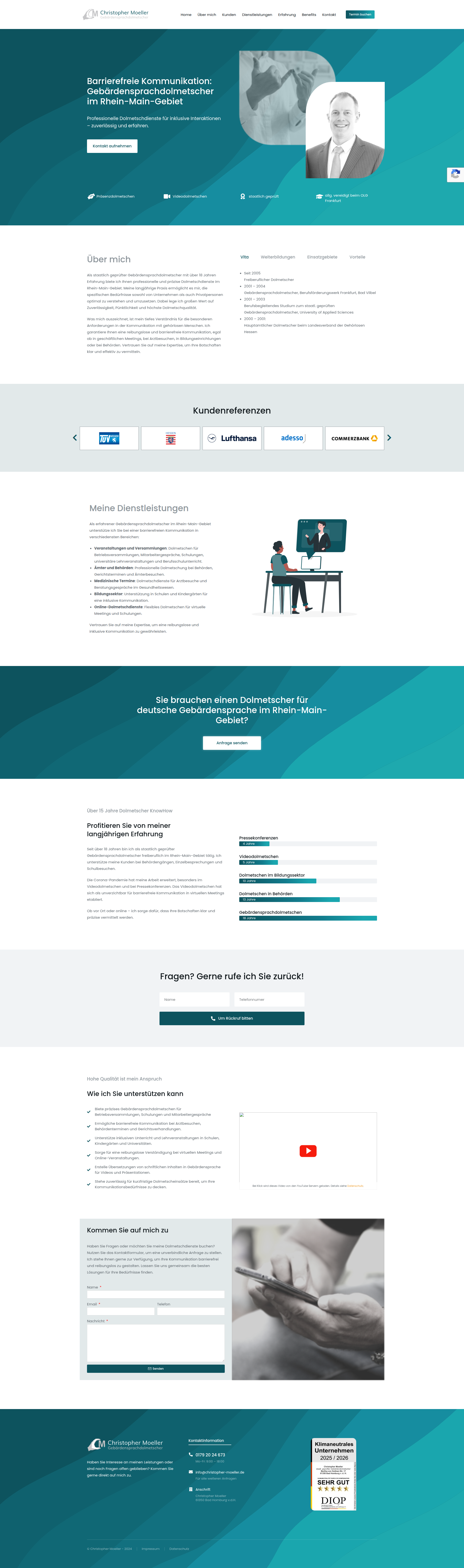 Screenshot Gebärdensprachendolmetscher Website – Relaunch