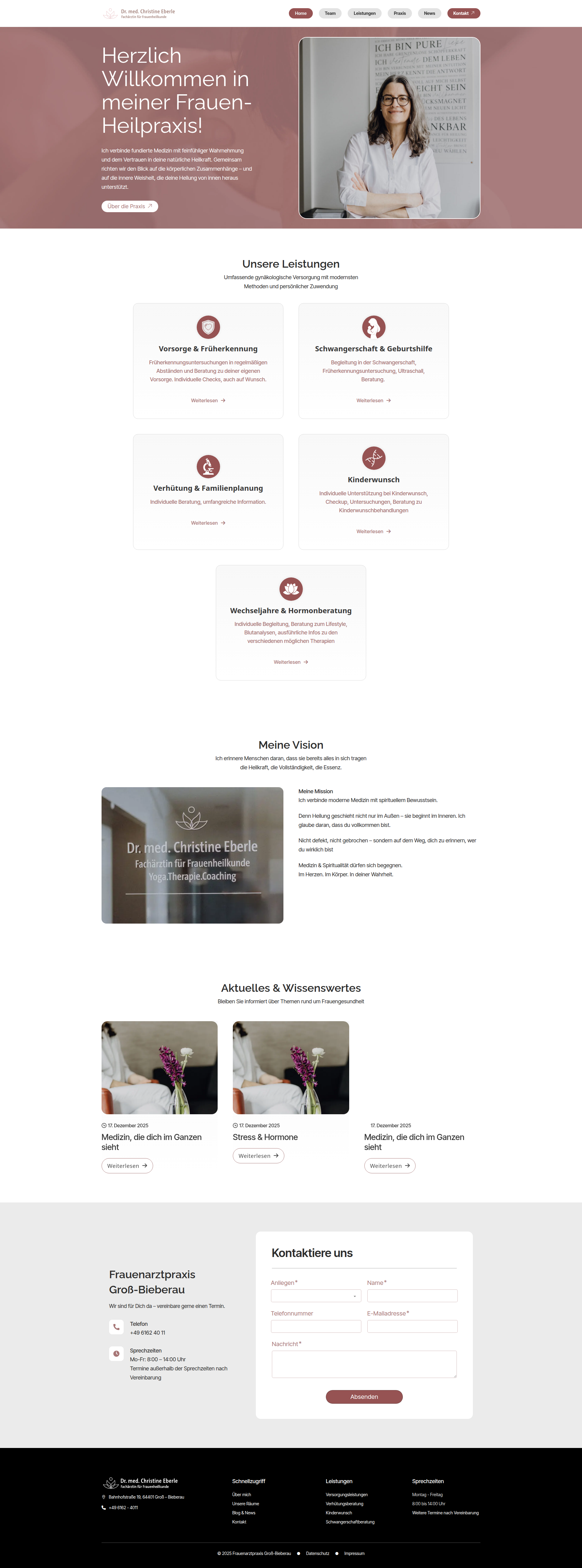 Screenshot Frauenarztpraxis Website – Relaunch