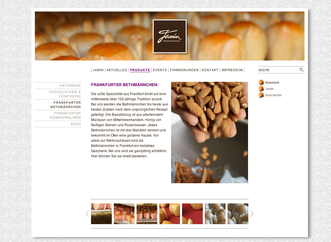 Screenshot Confiserie & Konditorei Jamin Website